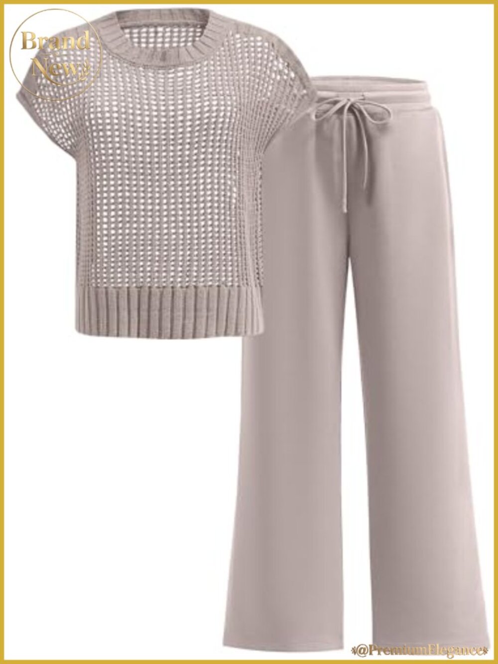 Women Two Piece Outfits Crochet Lounge Matching Travel Set